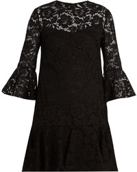 Valentino Fluted Sleeve And Hem Cotton Blend Lace Dress