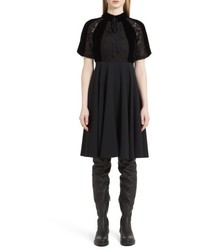Valentino Guipure Lace Inset Crepe Dress