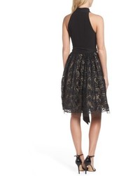 Vince Camuto High Neck Jersey Lace Party Dress