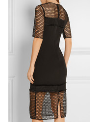 By Malene Birger Katnesa Fringed Crepe De Chine And Crocheted Lace Dress Black