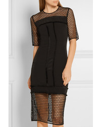 By Malene Birger Katnesa Fringed Crepe De Chine And Crocheted Lace Dress Black