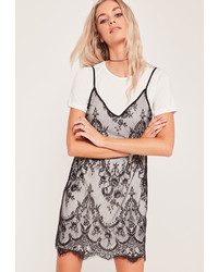 Missguided Lace 2 In 1 Dress Black