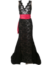Oscar de la Renta Lace Detail Evening Dress