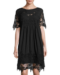 Velvet by Graham & Spencer Lace Inset Cotton Dress Black