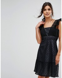 Elise Ryan Lace Skater Dress With Frill Sleeve