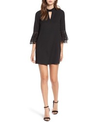 Everly Lace Trim Bell Sleeve Dress