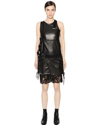 Diesel Black Gold Leather Lace Dress With Buckles