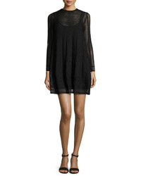 M Missoni Long Sleeve Jewel Neck Mini Dress Black