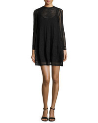 M Missoni Long Sleeve Jewel Neck Mini Dress Black