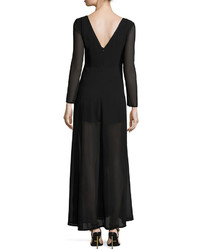 Glamorous Long Sleeve Lace Overlay Dress Black