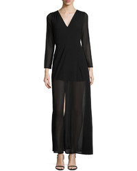 Glamorous Long Sleeve Lace Overlay Dress Black