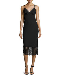 Diane von Furstenberg Margarit Lace Trim Slip Dress Black