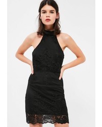 Missguided Petite Black High Neck Lace Dress