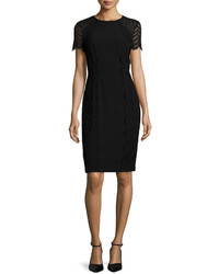 Escada Short Sleeve French Lace Dress Black
