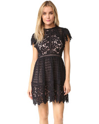 Rebecca Taylor Short Sleeve Lace Mix Dress
