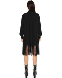 McQ by Alexander McQueen Silk Chiffon Dress W Lace Hem