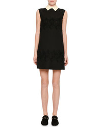 Valentino Sleeveless Lace Inset Minidress Black