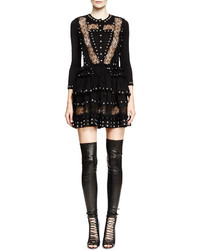 Givenchy Studded Lace Inset Mini Dress Black