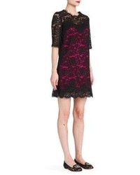Dolce & Gabbana Vibrant Contrast Lining Lace Dress