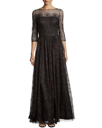 Kay Unger New York 34 Sleeve Lace Tulle Gown
