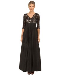 Eliza J 34 Sleeve Surplice Lace Gown With Faile Skirt