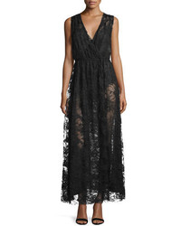 ADAM by Adam Lippes Adam Lippes Sleeveless V Neck Chantilly Lace Gown Black