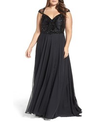 Mac Duggal Beaded Lace Bodice Gown
