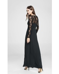Black Lace Sleeve And Inset Maxi Dress