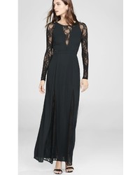 Black Lace Sleeve And Inset Maxi Dress