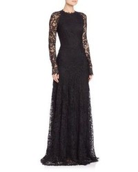 Ralph Lauren Collection Lorriane Long Sleeve Lace Gown