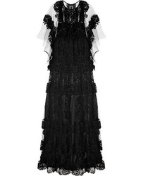 Dolce & Gabbana Crocheted Lace Appliqud Net Gown