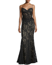 Mignon Embellished Corset Lace Gown Blacknude