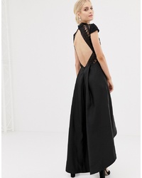 Chi Chi London High Low Midi Dress With Open Back In Black