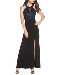 Morgan & Co. Lace Bodice Knit Gown