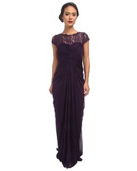 Adrianna Papell Lace Bodice On Draped Skirt Dress