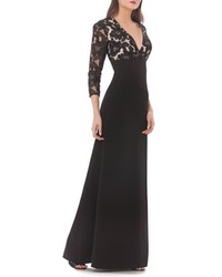 JS Collections Lace Crepe A Line Gown