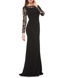 Carmen Marc Valvo Infusion Lace Crepe Gown