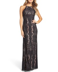 Morgan & Co. Lace Halter Gown