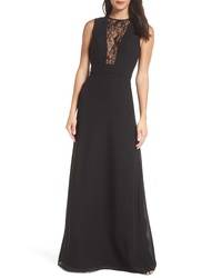 Hayley Paige Occasions Lace Inset Chiffon Gown