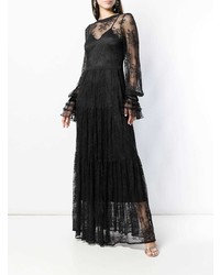 Black Coral Long Lace Dress