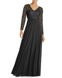Dessy Collection Long Sleeve Lace Chiffon Gown