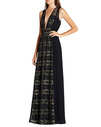 BCBGeneration Metallic Lace Gown