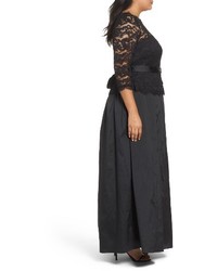Adrianna Papell Nouveau Scroll Illusion Lace Gown