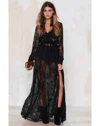 Nasty Gal One And Only Lace Maxi Dress Black