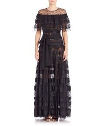 Elie Saab Paneled Lace Gown