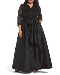 Adrianna Papell Plus Size Illusion Lace Taffeta Gown