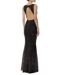 Alice + Olivia Sachi Fitted Lace Gown Black