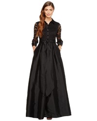Adrianna Papell Silky Taffeta And Lace Gown Dress