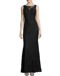 Karl Lagerfeld Sleeveless Lace Sheath Gown Black