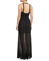 Herve Leger Sleeveless Lace V Neck Gown